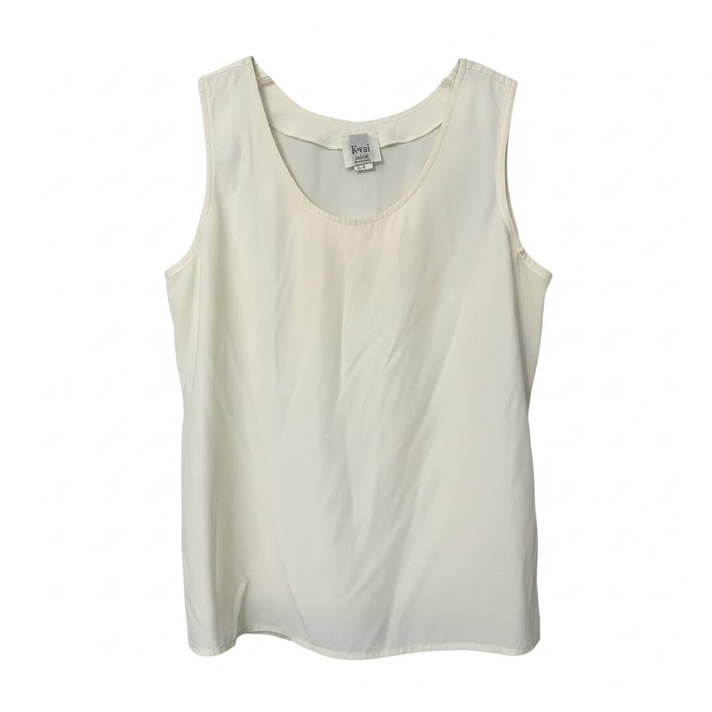 Vintage Kwai Petites Sz 8 Ivory Scoop Neck Tank Lightweight 90s Minimalist Boho